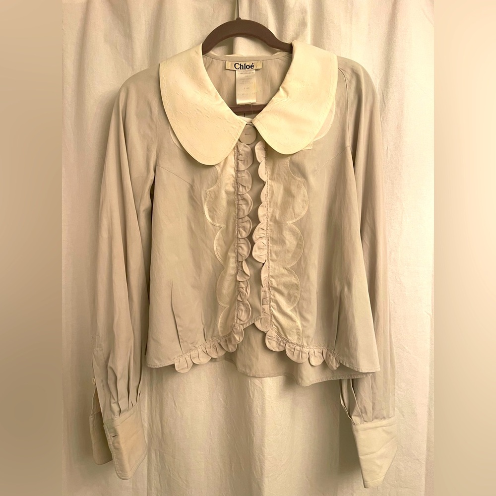 CHLOE Scallop Top with Peter Pan Collar Size 40